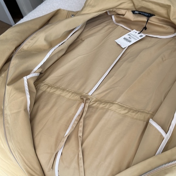 Zara Parka Large Pockets High Collar Color Straw Size XS/S - Picture 6 of 11